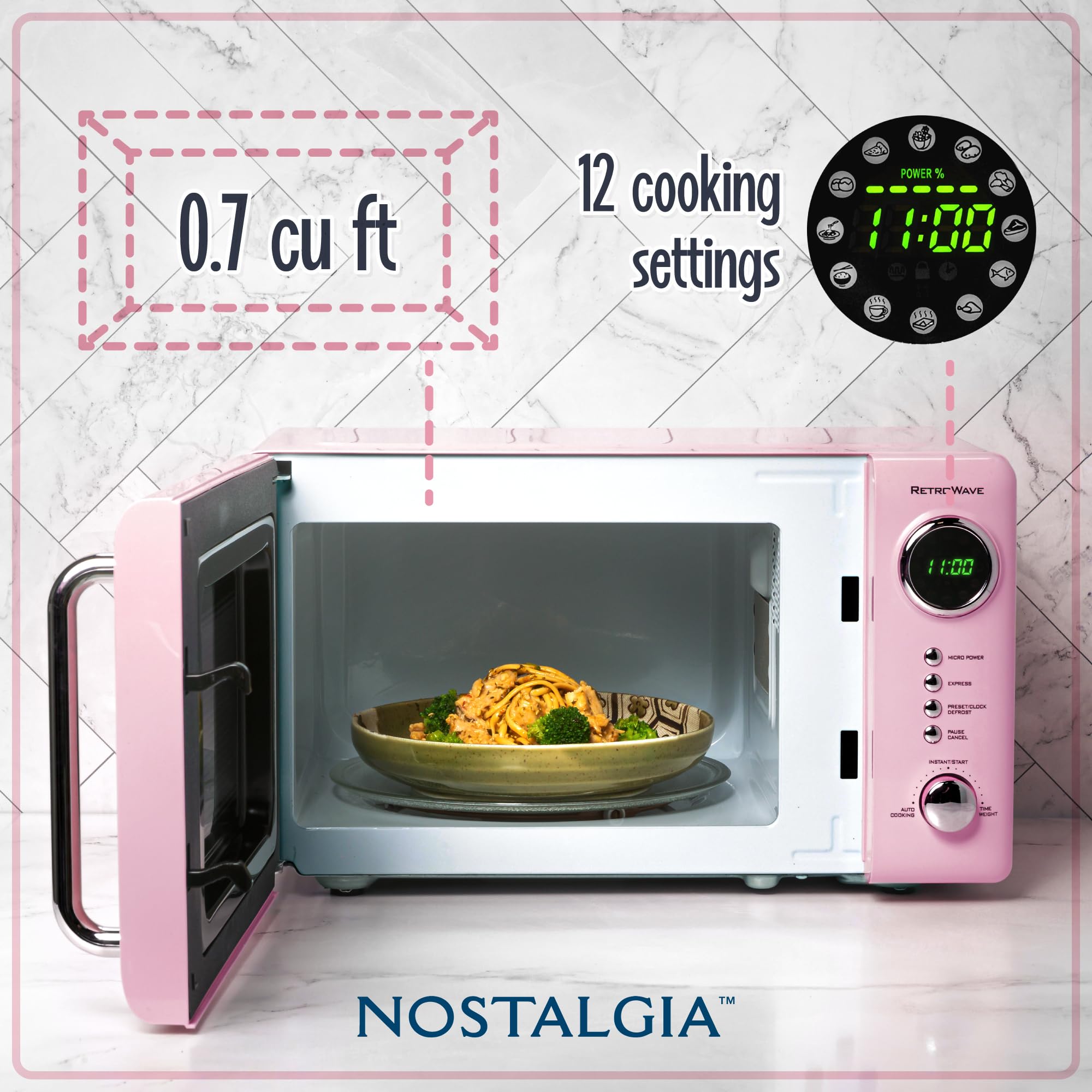 Nostalgia Retro 700 Watt Countertop Microwave