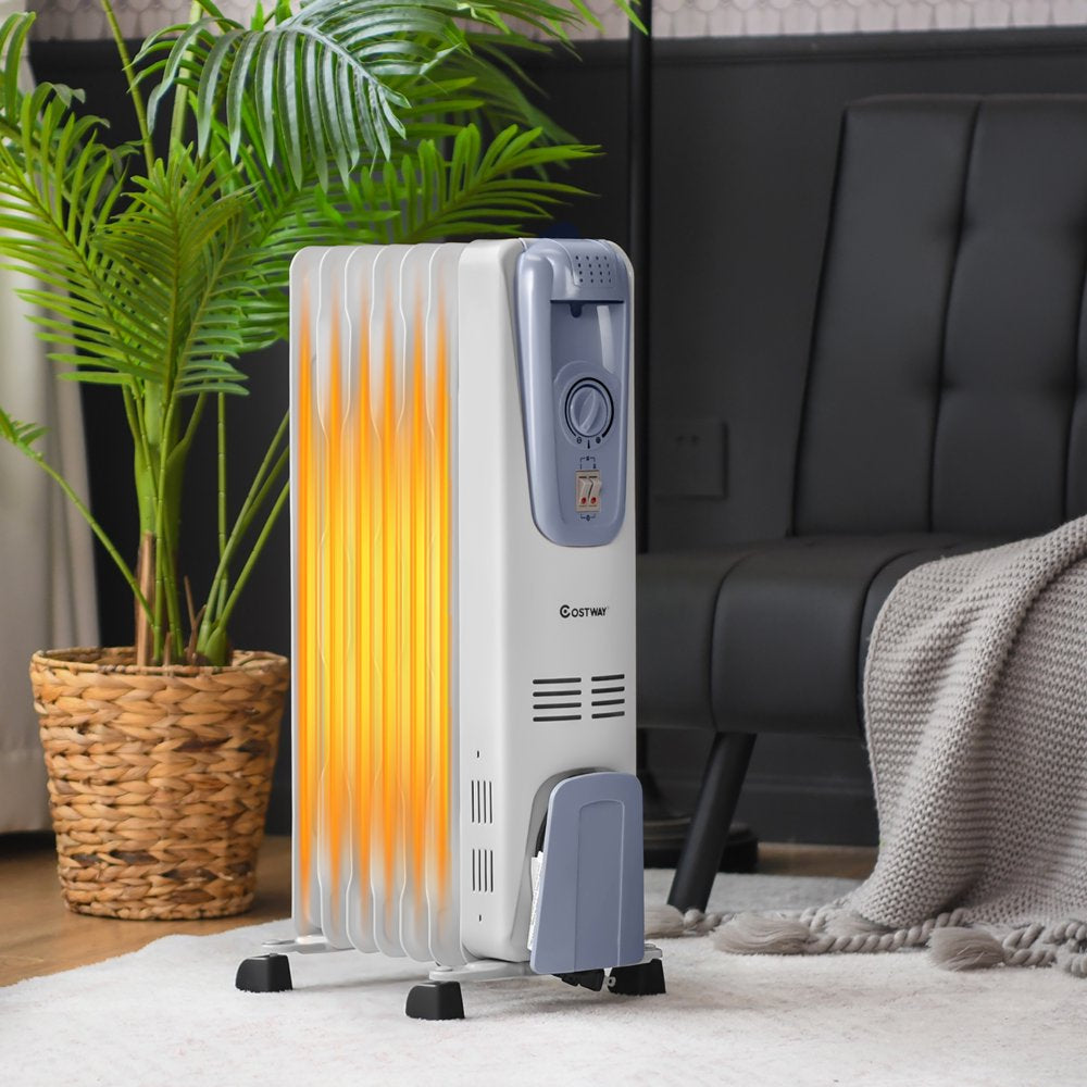 Costway 1500W Electric Oil Filled Radiator Space Heater 7 Fin Thermostat Room Radiant