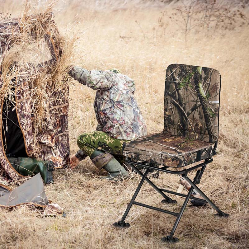 360Deg Swivel Hunting Blind Chair With All Terrain Duck Feet 330Lbs Capacity Folding Silent Deer Hunting Chair Portable Ground Blind Chair - Comfortable And Ergonomic Design