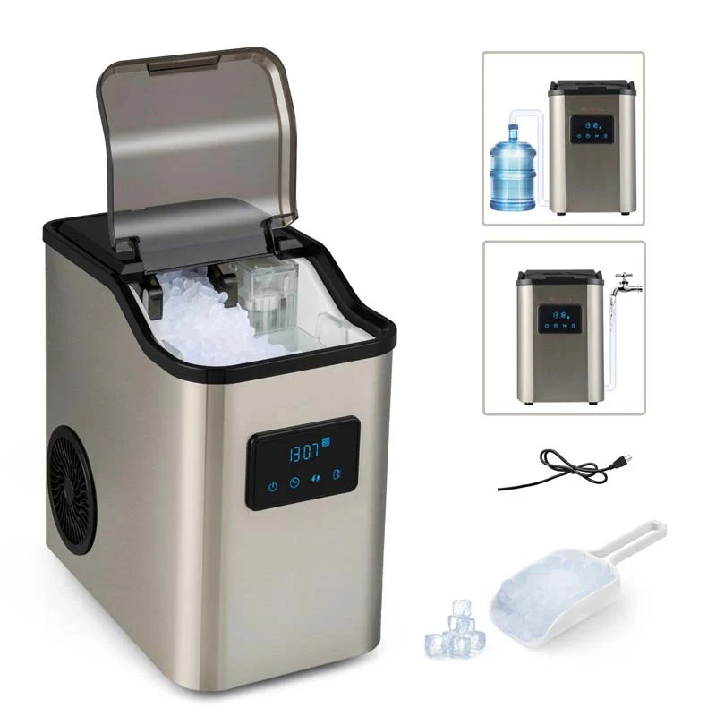60Lbs24H Nugget Ice Maker Countertop With 2 Ways Water Refill Amp Self Cleaning Stainless Steel Portable Ice Cube Machine