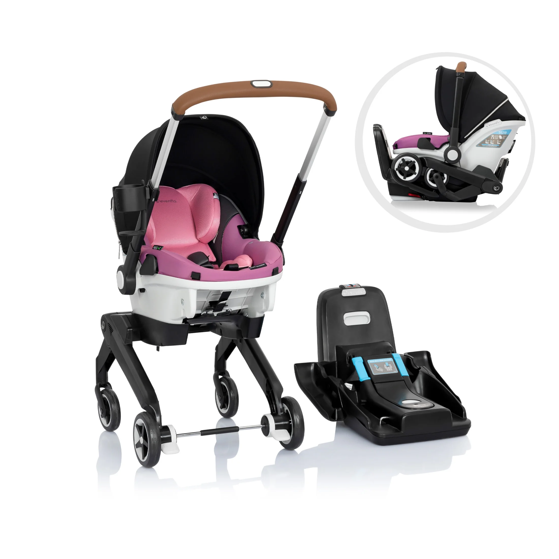 Gold Shyft DualRide with Carryall Storage Infant Car Seat and Stroller Combo (Opal Pink)