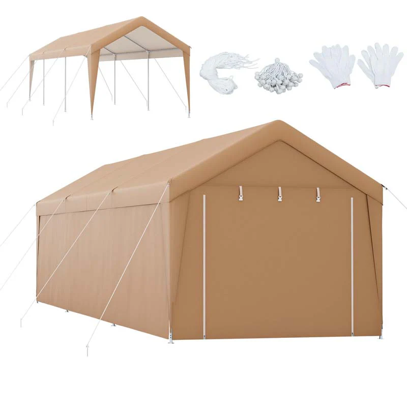 10 X 20 Ft Heavy Duty Carport Portable Garage Tent With Steel Frame Amp Sidewalls Outdoor Car Canopy Shelter For Truck Suv Boat