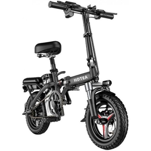 & CLEARANCE Folding Electric Bike, 250W Electric Bike Suitable for Adults and Teenagers Removable Battery Fat Tire Electric Bike Beach Snow Bicycle, Best Fathers Mothers Lovers (Black)
